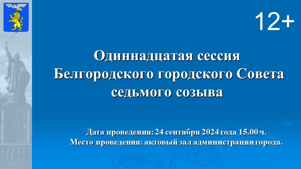 Одиннадцатая сессия Белгородского городского Совета. Смотреть прямую трансляцию.