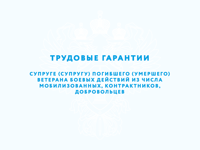 Трудовые гарантии супруге (супругу) погибшего (умершего) ветерана боевых действий из числа мобилизованных, контрактников, добровольцев.