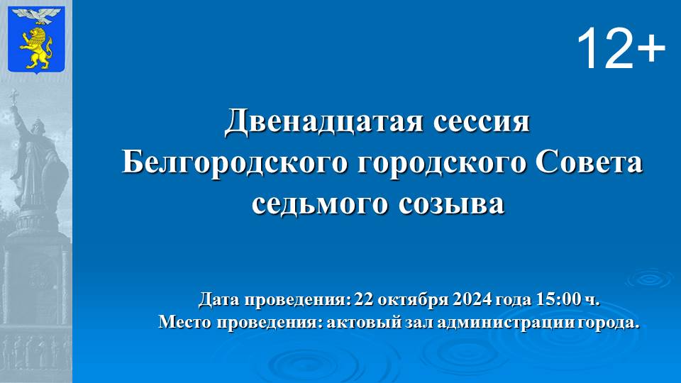 Двенадцатая сессия Белгородского городского Совета. Прямая трансляция.